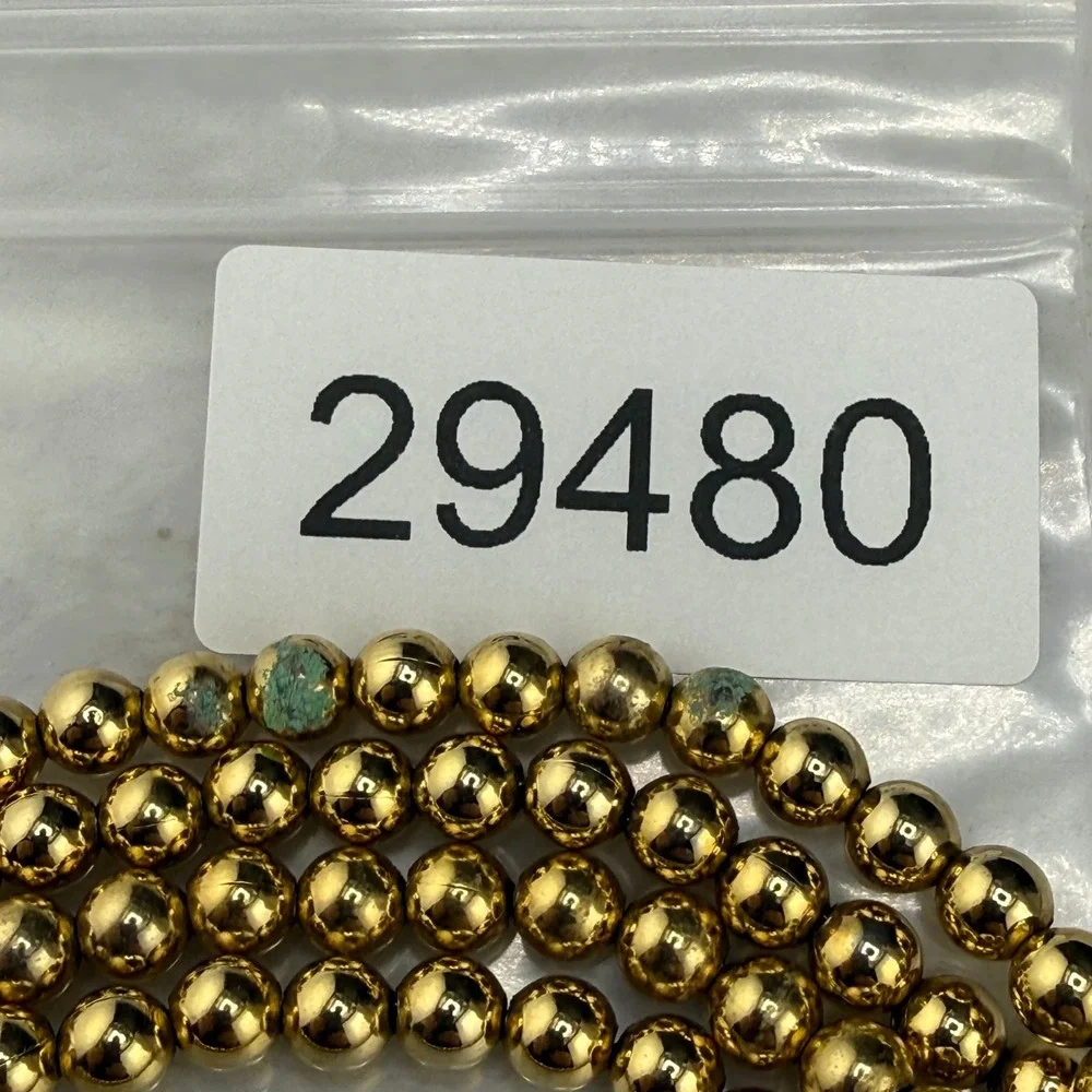 Vintage Ball Bead Necklace 6mm Gold Tone Polished Classic Strand 32